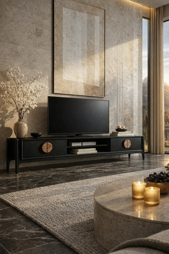 میز تلوزیون مدل « ایگل » چوب گردو و روکش بلوط